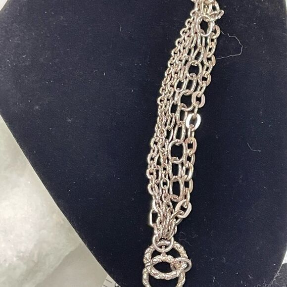 5 Strand Toggle Silver Bracelet - Picture 3 of 5